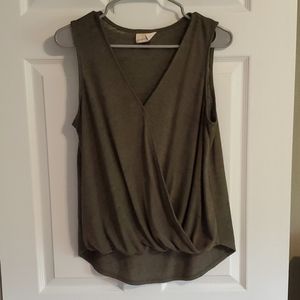 Juniper green faux wrap sleeveless top